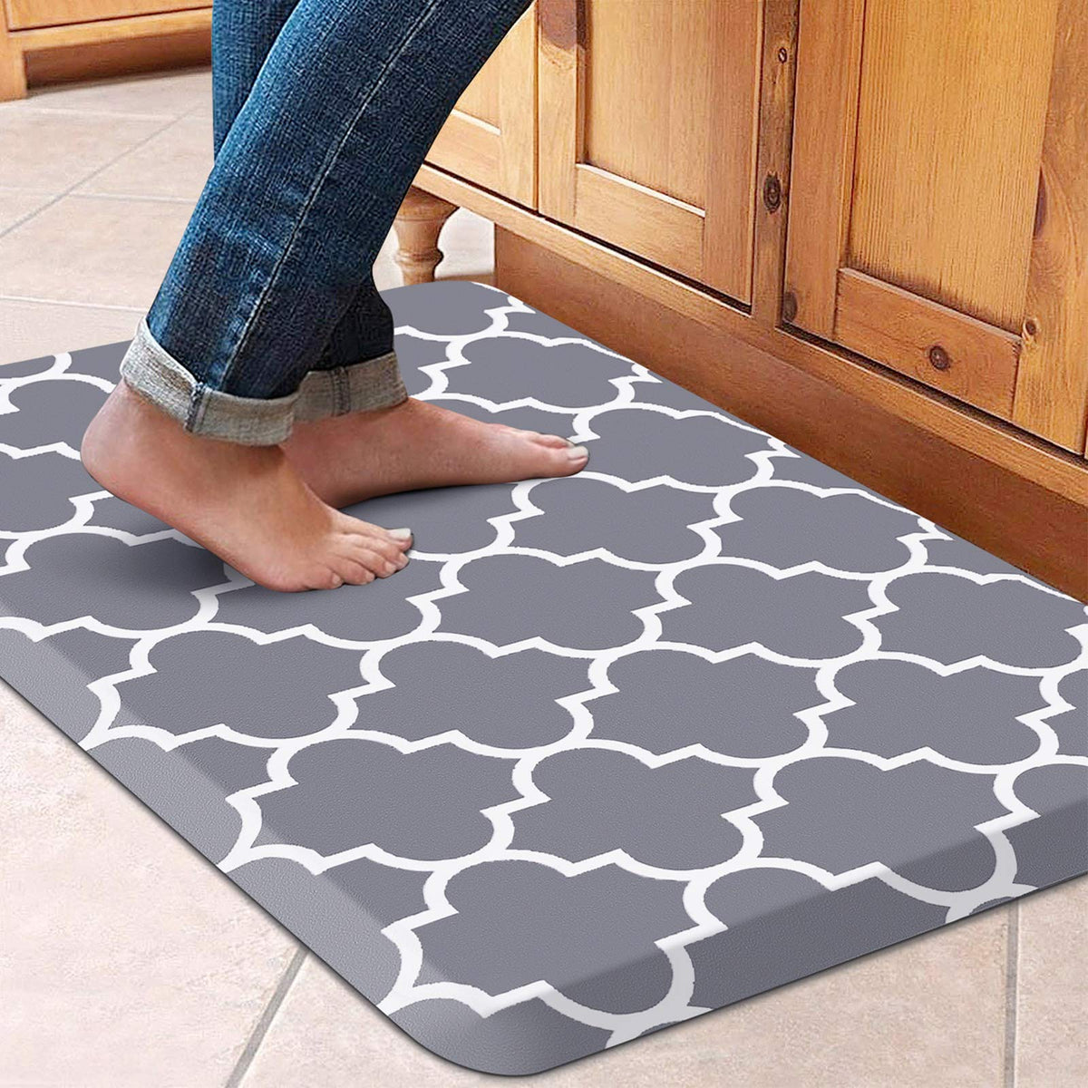 Wiselife alfombra cocina anti-fatiga gris con soporte acolchado para largas jornadas de cocinado