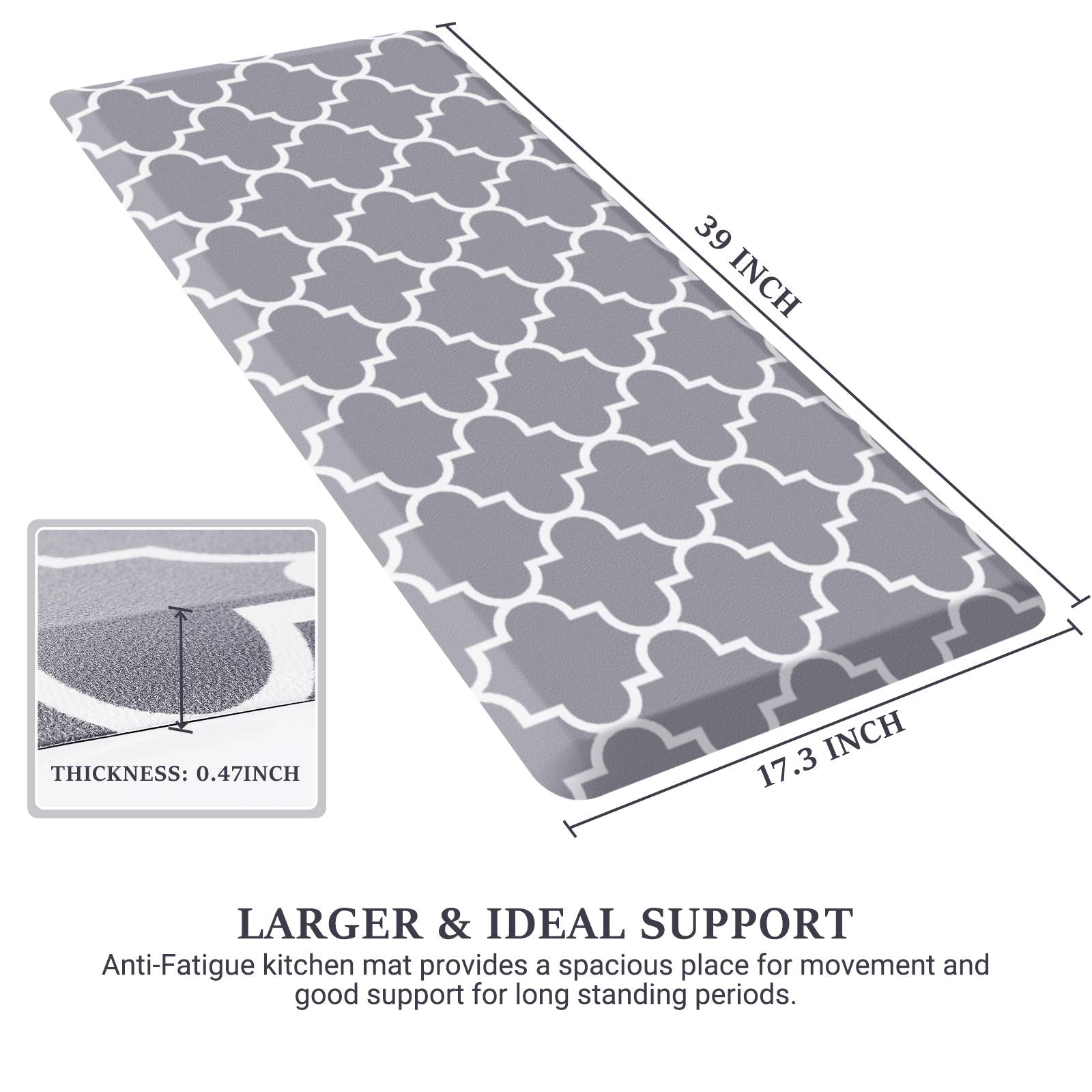 WISELIFE alfombra cocina resistente al agua gris ideal para derrames