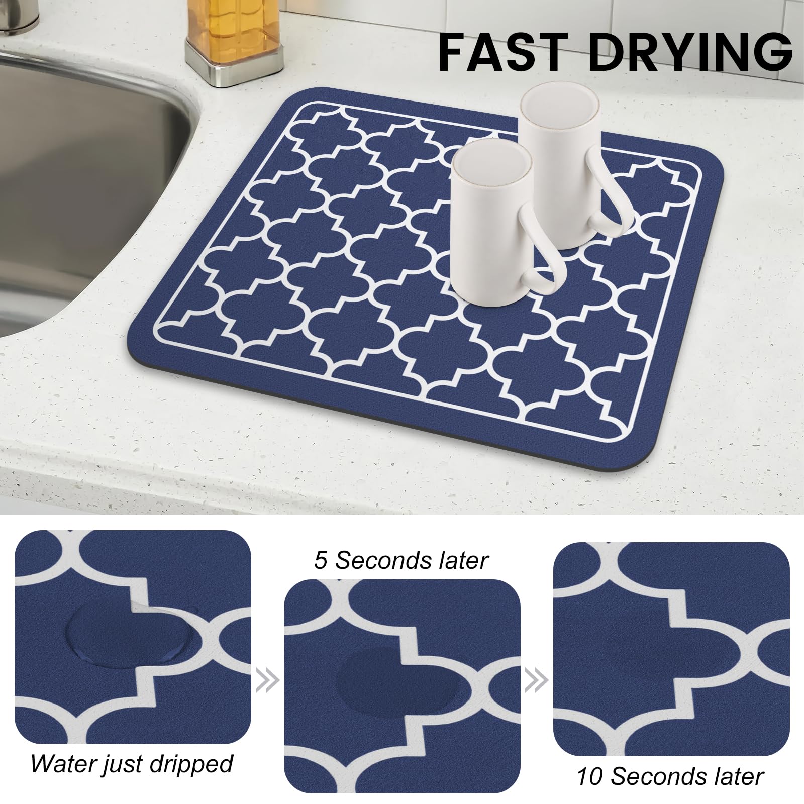 Wiselife: alfombra secado platos duradera y de alta calidad para uso diario.