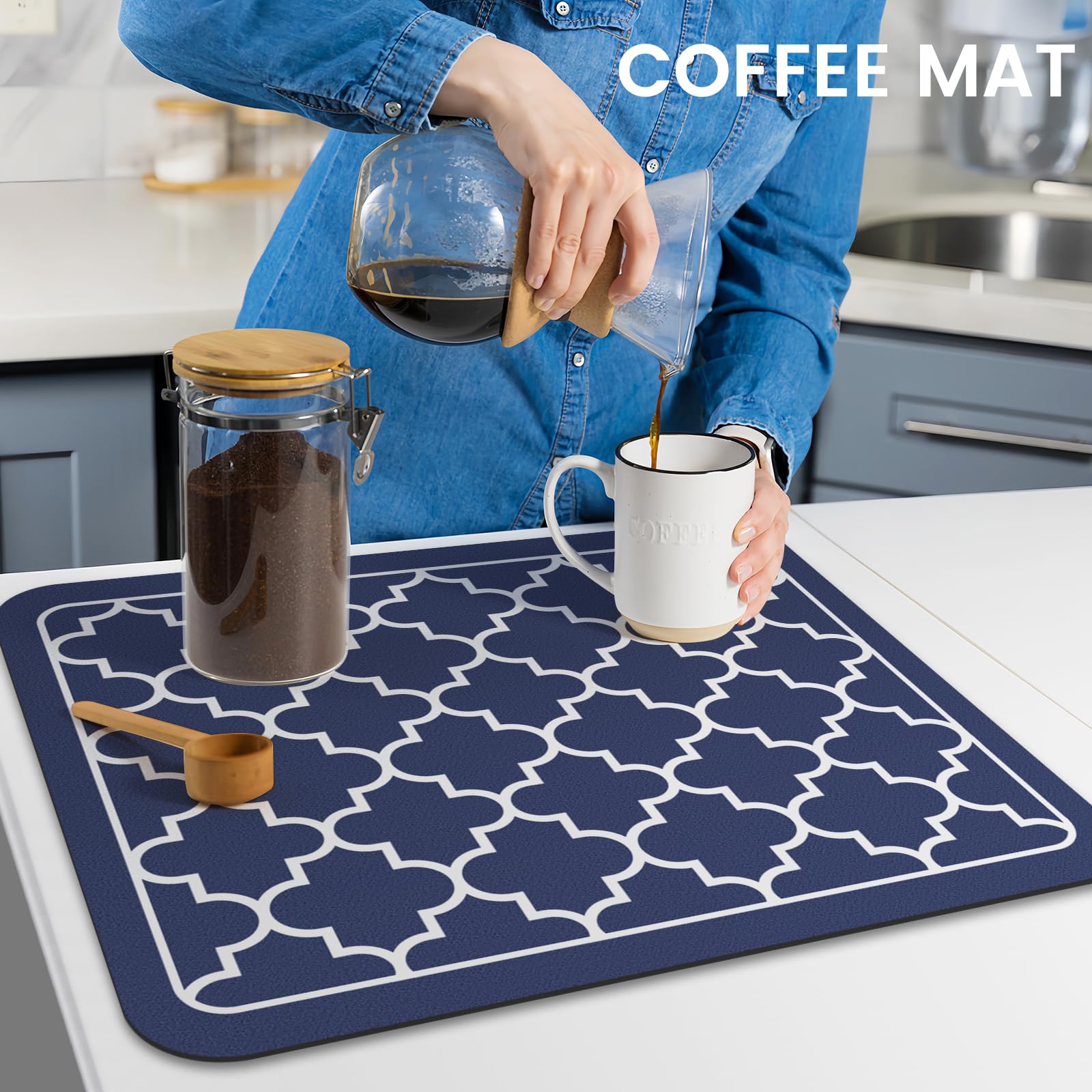 Wiselife: alfombra secado platos recortable para ajustar a tu tamaño.
