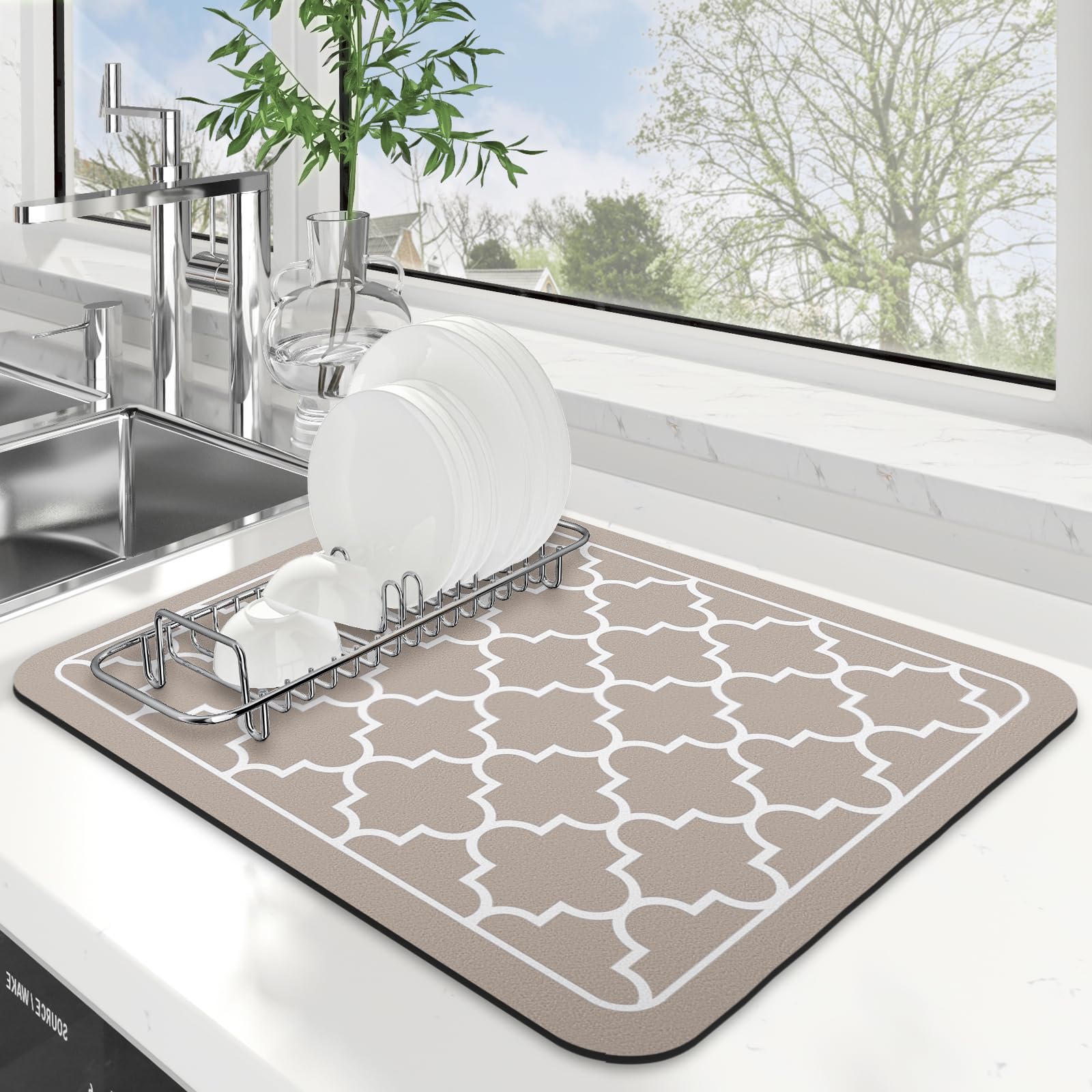 WISELIFE almoahadilla secado platos absorbente en encimera para secado rápido