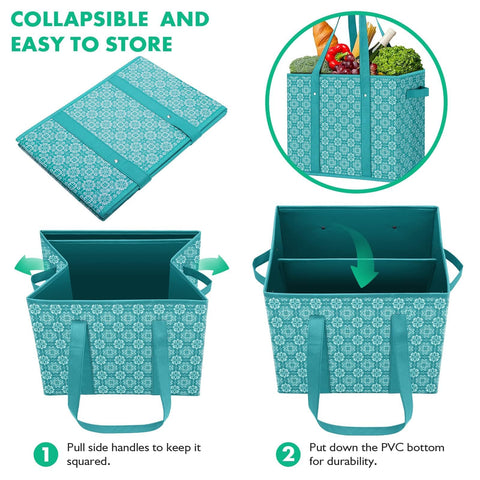 WiseLife bolsa-compra-grande-verde fondo rígido para estabilidad
