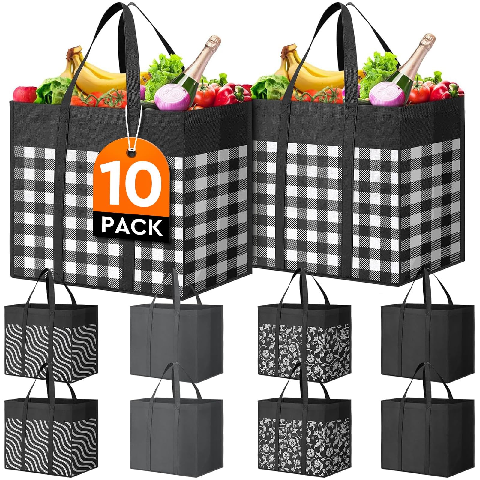 Bolsas WISELIFE de gran capacidad con diseño plaid D para compras grandes y fáciles de transportar
