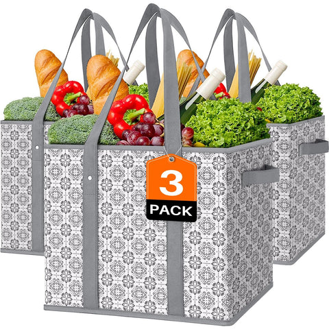 Bolsas WISELIFE para compras, paquete de 3, gran capacidad ideal para supermercados