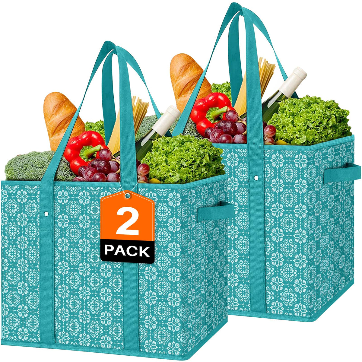 Bolsas wiselife reutilizables, pares grandes, ideales para compras amplias sin plástico.