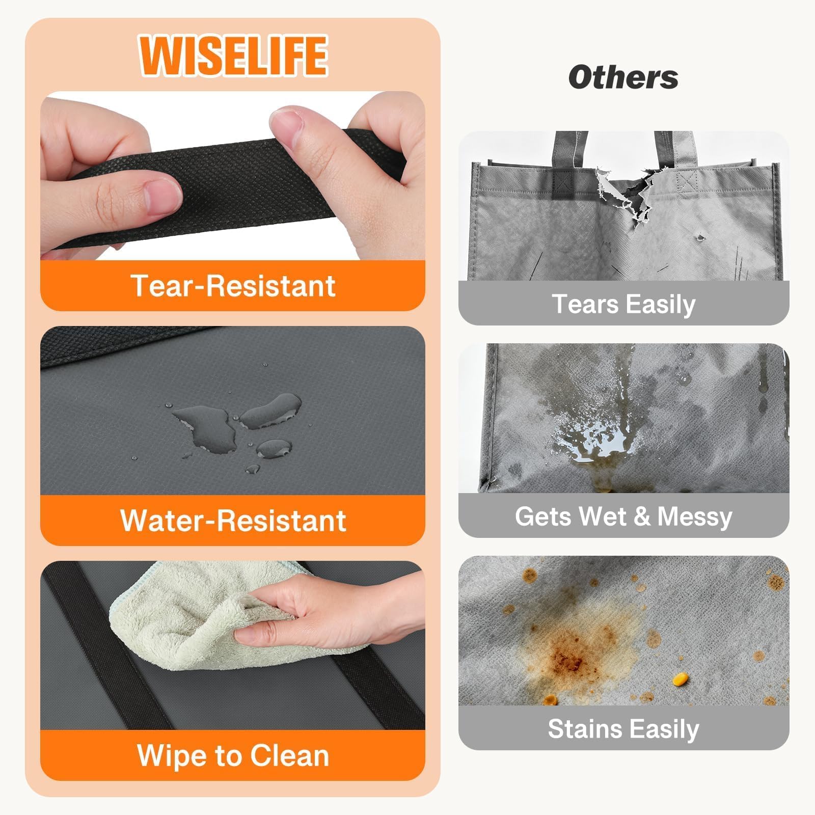 Bolsas Wiselife con asas largas en gris para llevar sin esfuerzo