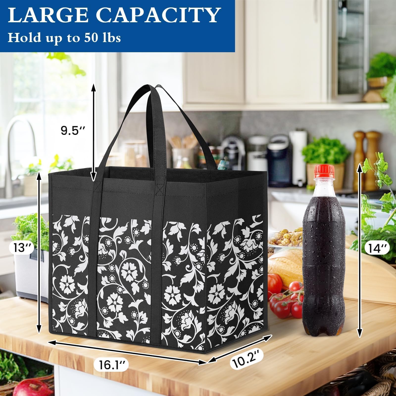 Bolsas plegables WISELIFE plaid D con asas largas para llevar en mano o al hombro