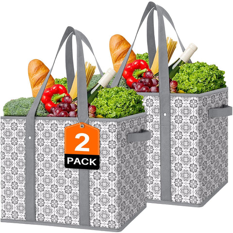 Bolsas Wiselife reutilizables dos unidades, espaciosas para compras grandes.