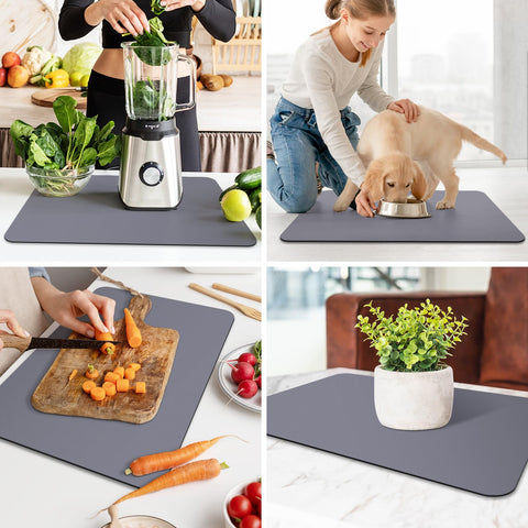 WISELIFE estera para secar platos, gris, perfecta para secar utensilios