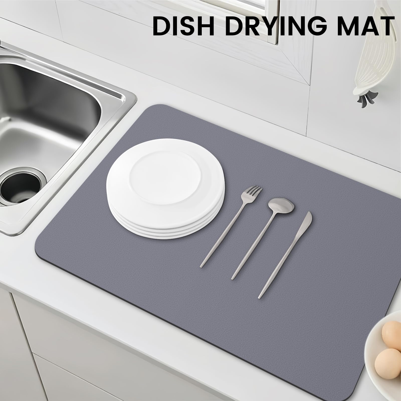 WISELIFE estera de secado, gris clásico, combina con cualquier estilo de cocina