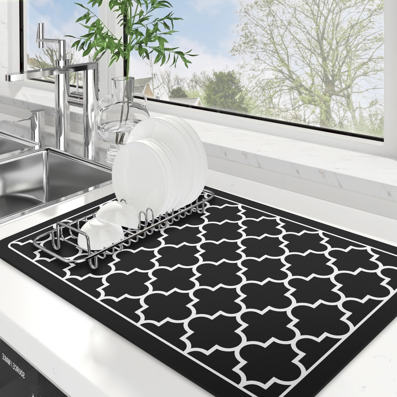 WISELIFE alfombrilla secado de platos en la encimera para secado rápido.