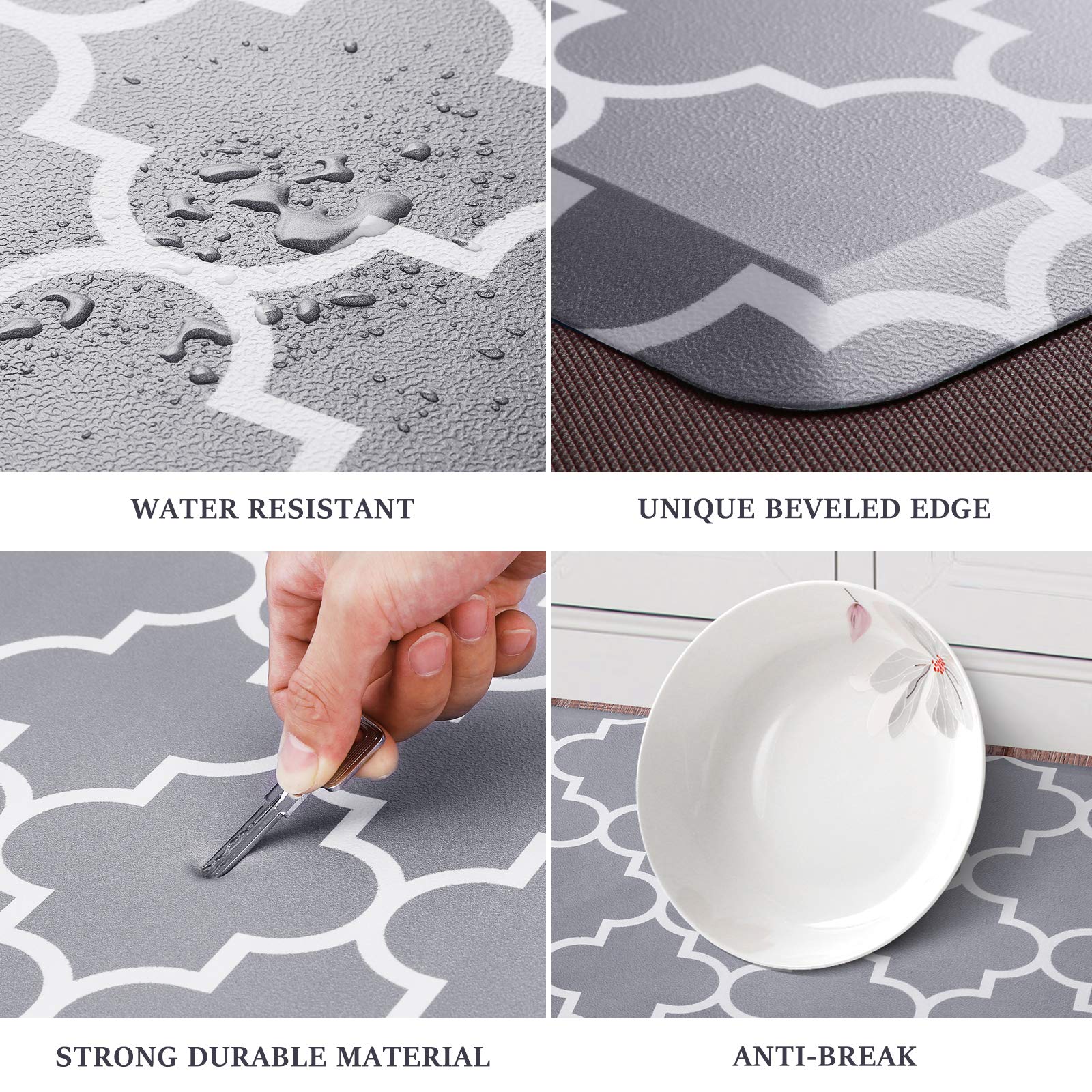 WISELIFE tapete cocina uso multitarea gris para áreas de pie