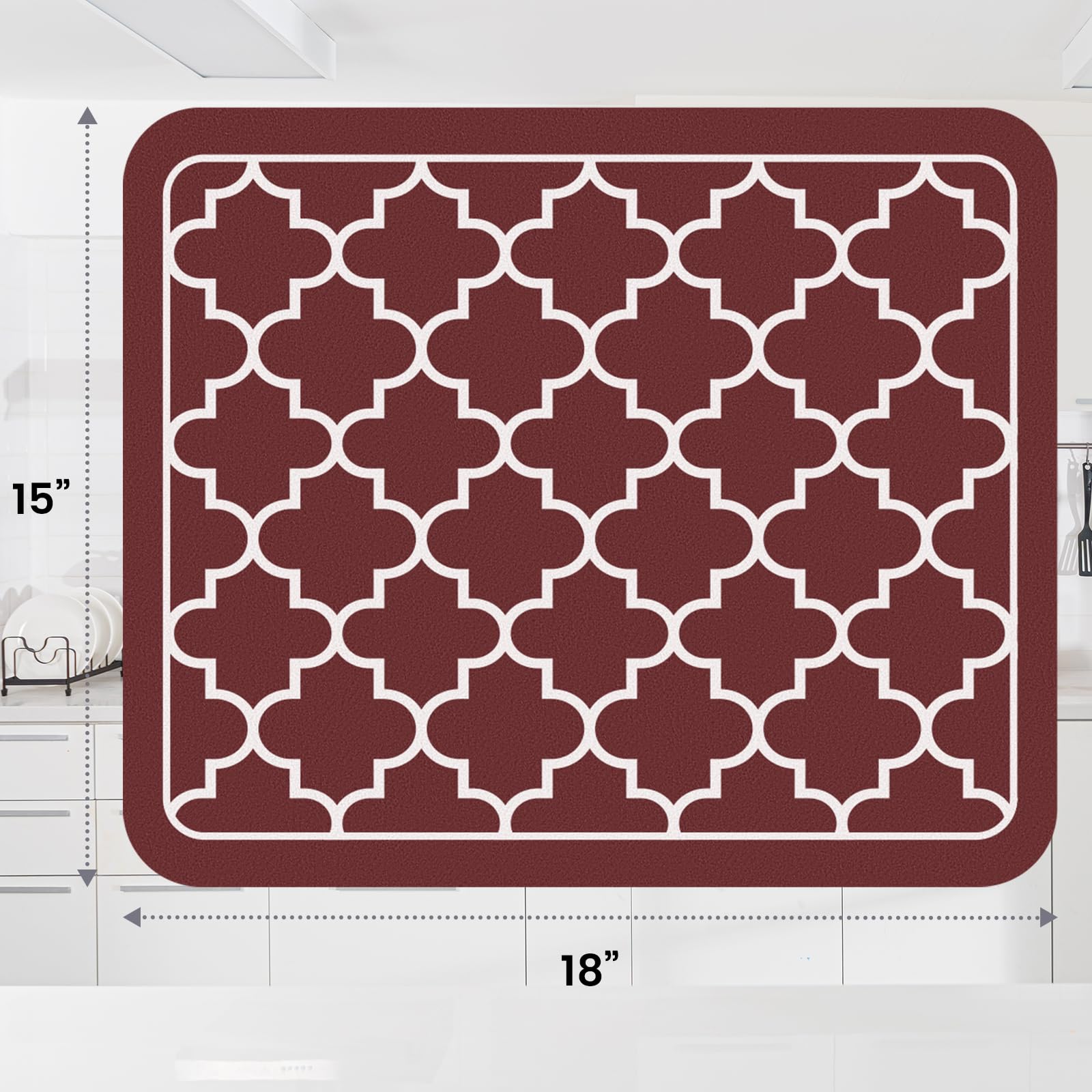 WISELIFE tapete secado platos, diseño de cuatro hojas para cocina elegante.