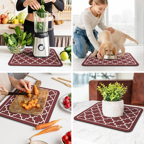 WISELIFE tapete secado platos, rojo elegante que aporta estilo a la encimera.