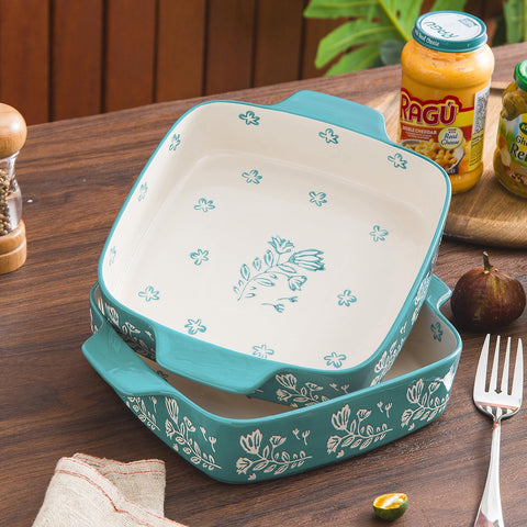 Wisenvoy bandeja cerámica con mango dual para manejo seguro.