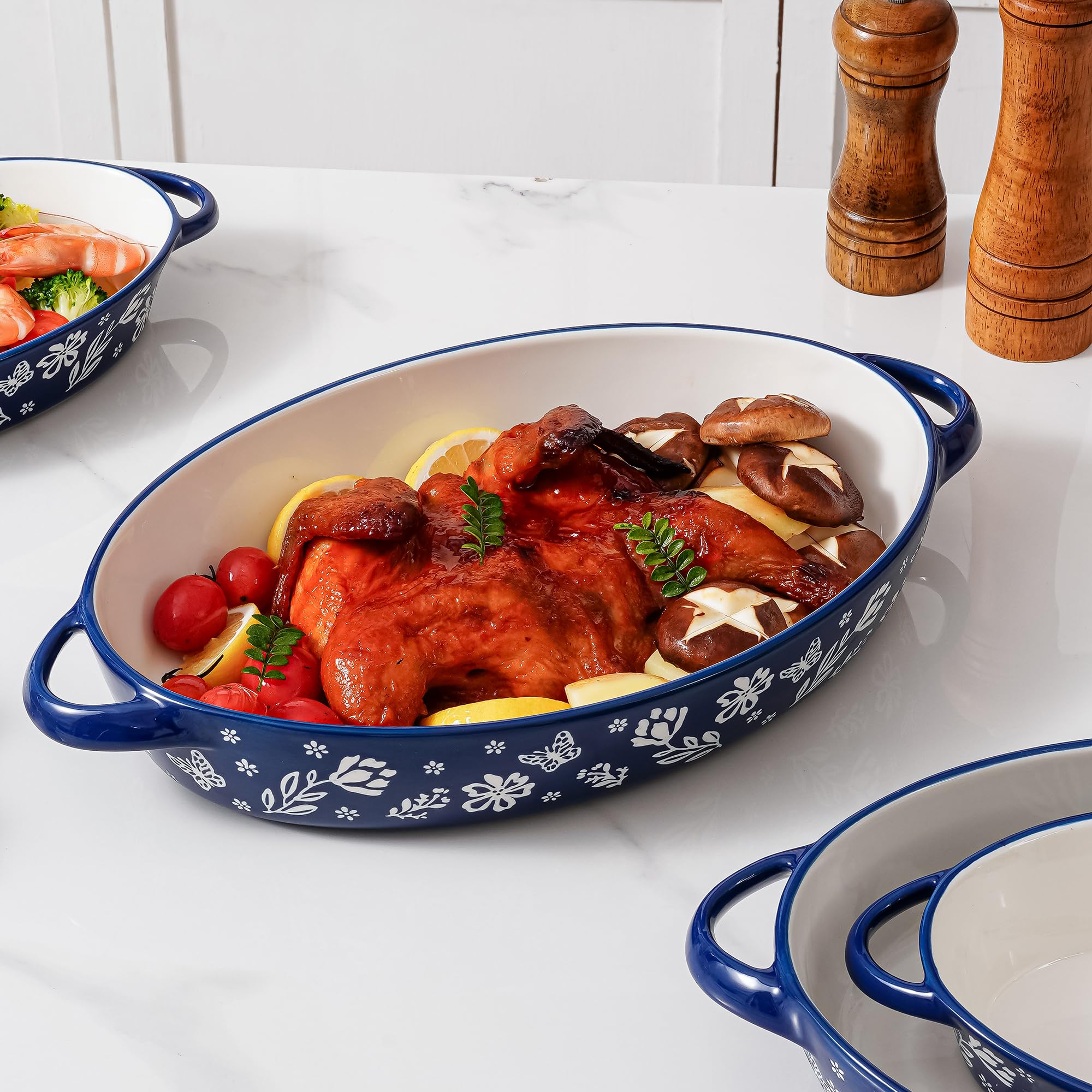 Wisenvoy bandeja dulces ceramica oval: perfecta para postres y horneados.