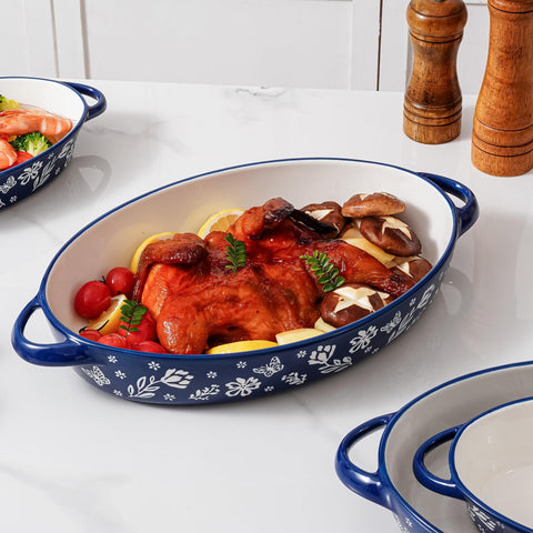 Wisenvoy bandeja dulces ceramica oval: perfecta para postres y horneados.