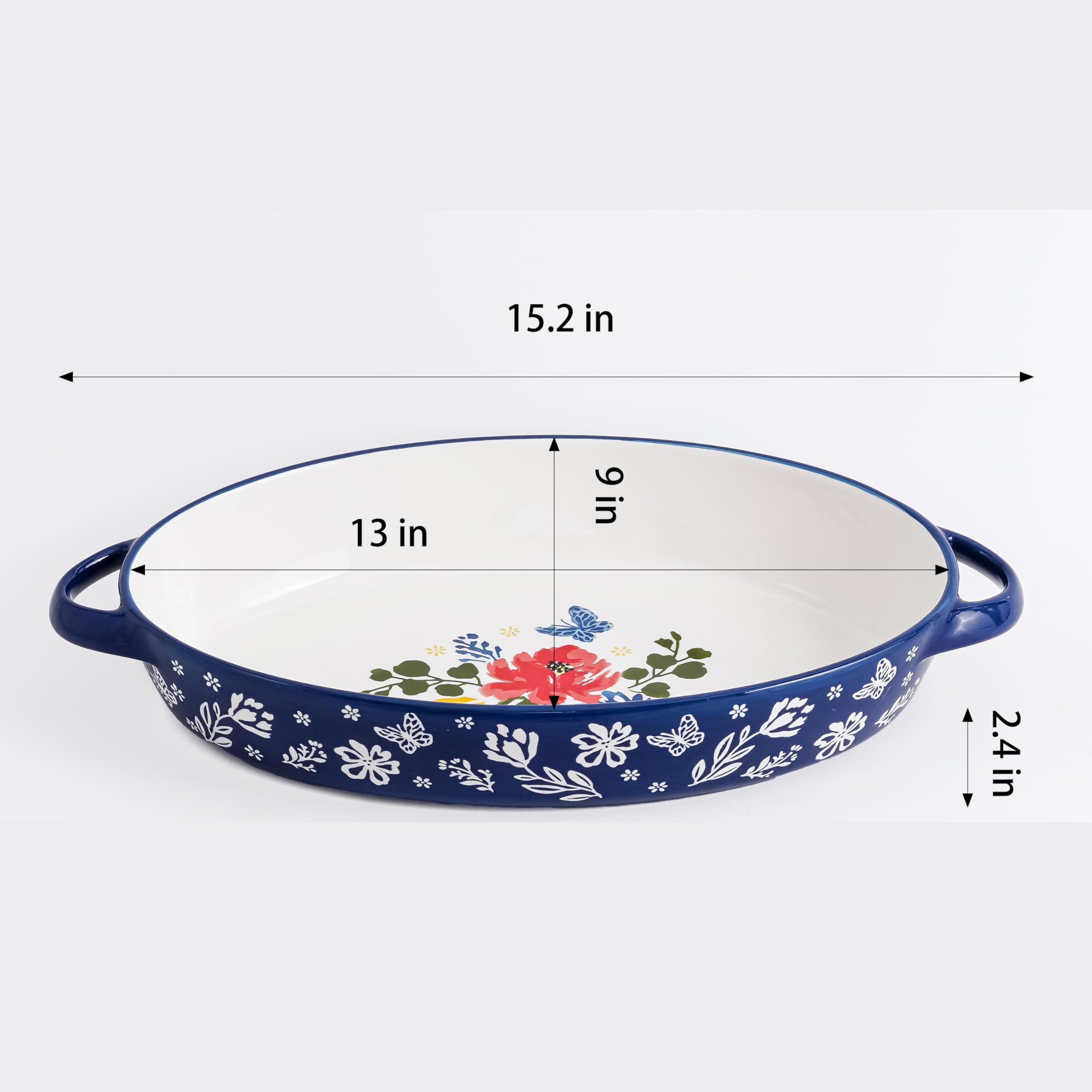 Wisenvoy diseno floral ceramica oval: toque decorativo en cocina y mesa.