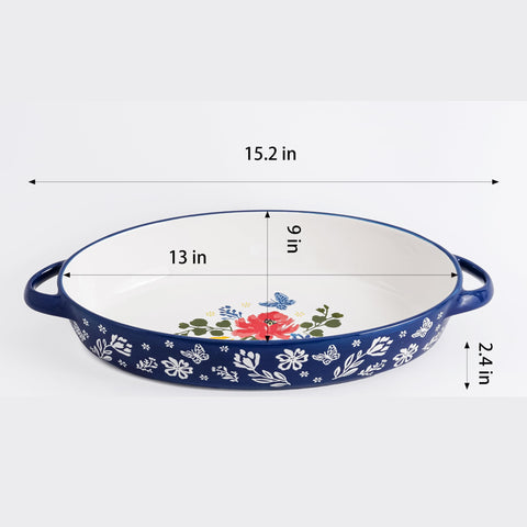 Wisenvoy diseno floral ceramica oval: toque decorativo en cocina y mesa.
