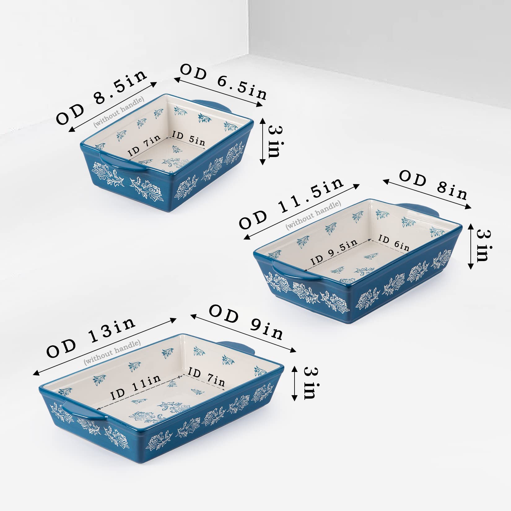 Conjunto Wisenvoy de 3 piezas en cerámica, compacto para almacenar.