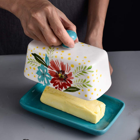 Wisenvoy mantequera cerámica en el refrigerador: mantiene la mantequilla a mano para usar
