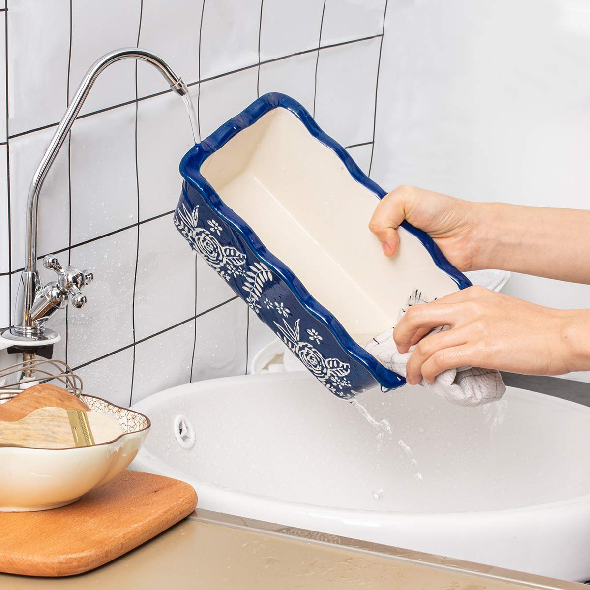 Wisenvoy pan de molde cerámico con medidas 25x14x8 cm para recetas versátiles