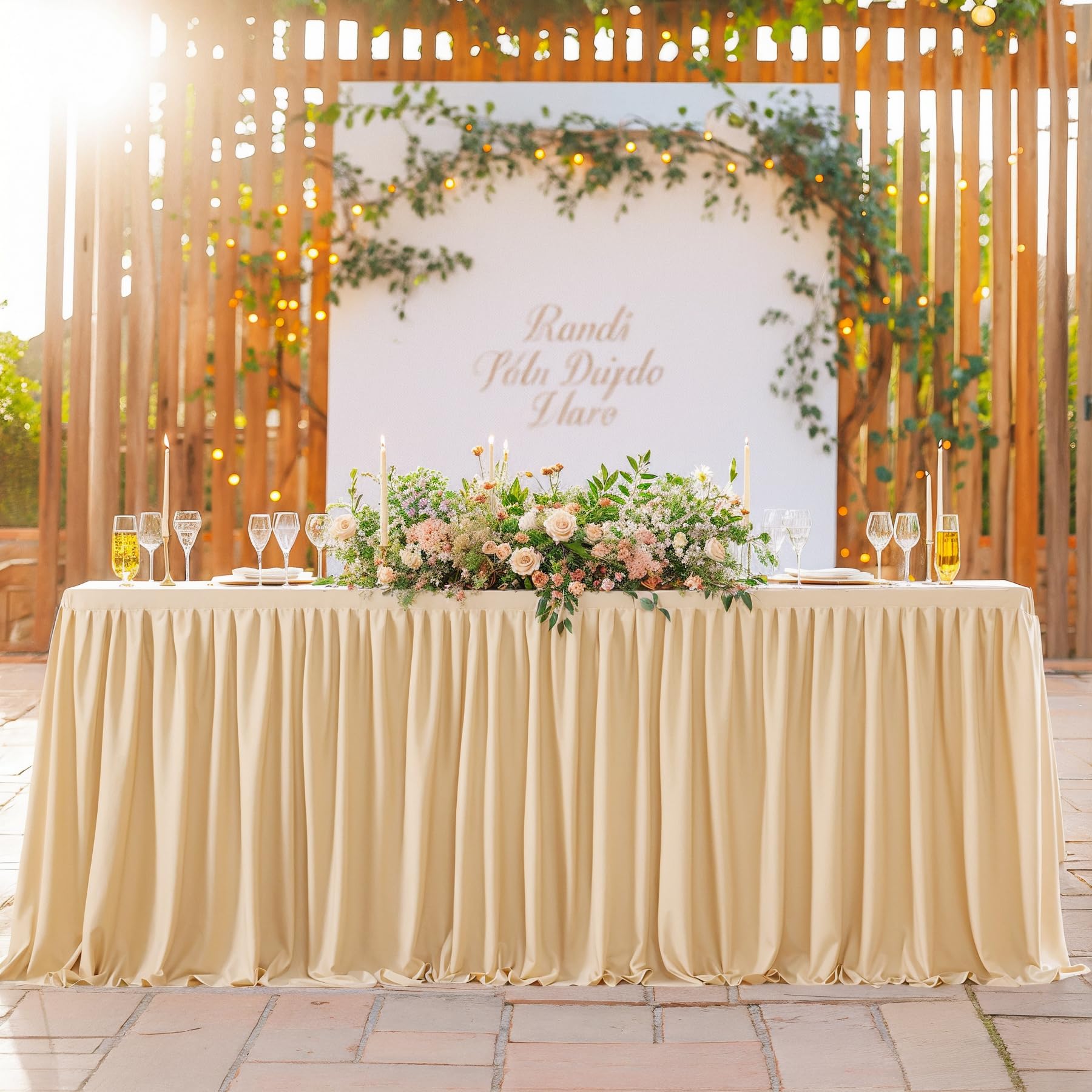 Wish Care: mantel rectangular champagne lavado a máquina para facilitar el cuidado.