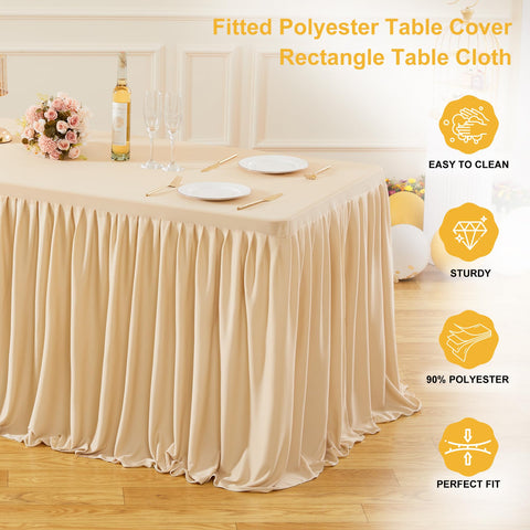 Wish Care: mantel rectangular champagne plisado que aporta elegancia y cobertura completa.