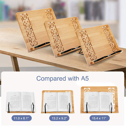 Wishacc dimensiones del soporte libro bambu, ideal para escritorio