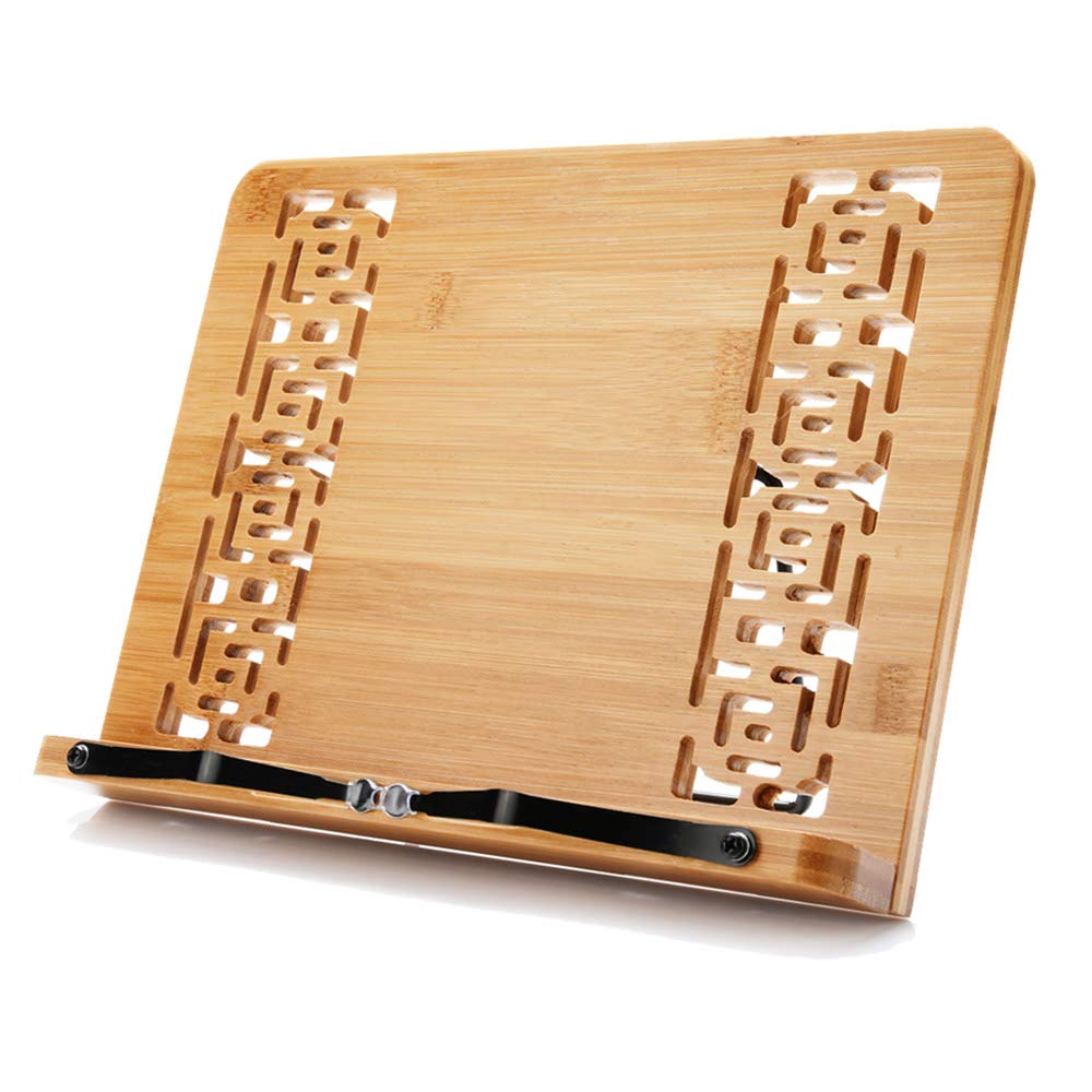 Wishacc soporte libro bambu grande para lectura manos libres y estable