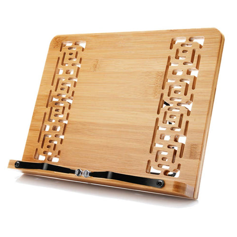 Wishacc soporte libro bambu grande para lectura manos libres y estable