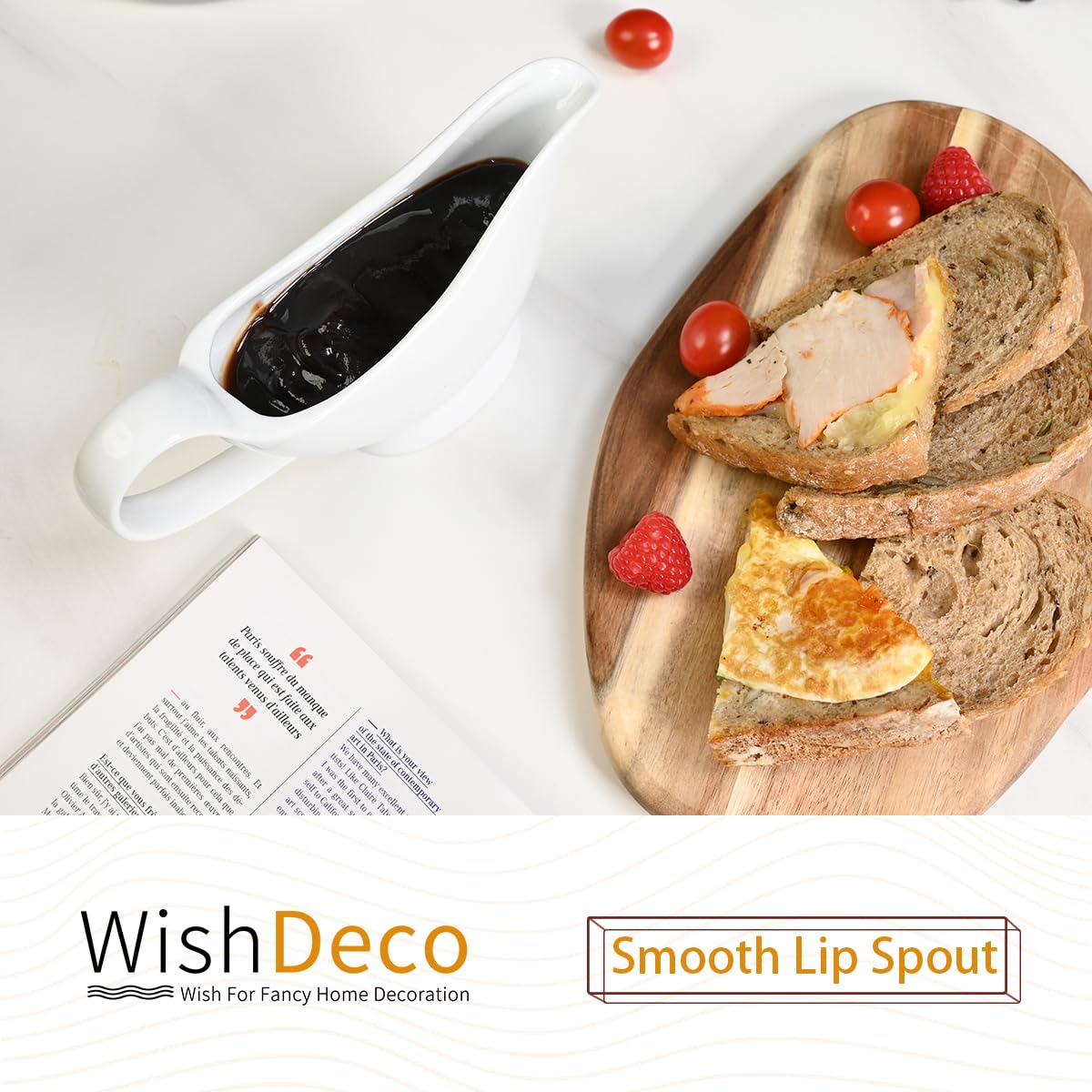WishDeco Jarra de cerámica resistente para crema y salsas.