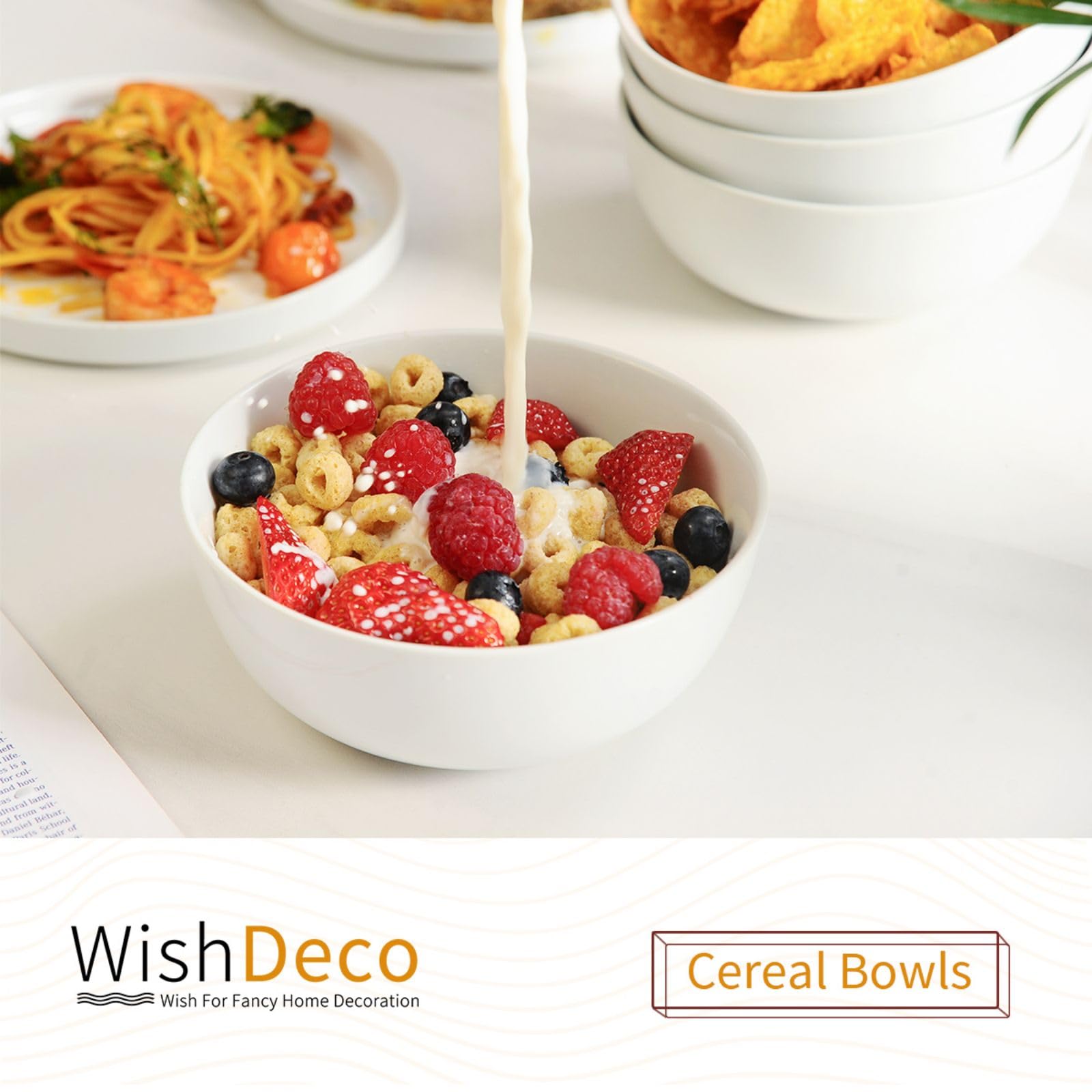 WishDeco tazones sopa blancos cerámica 6in, perfectos para caldos caseros y porciones cómodas.