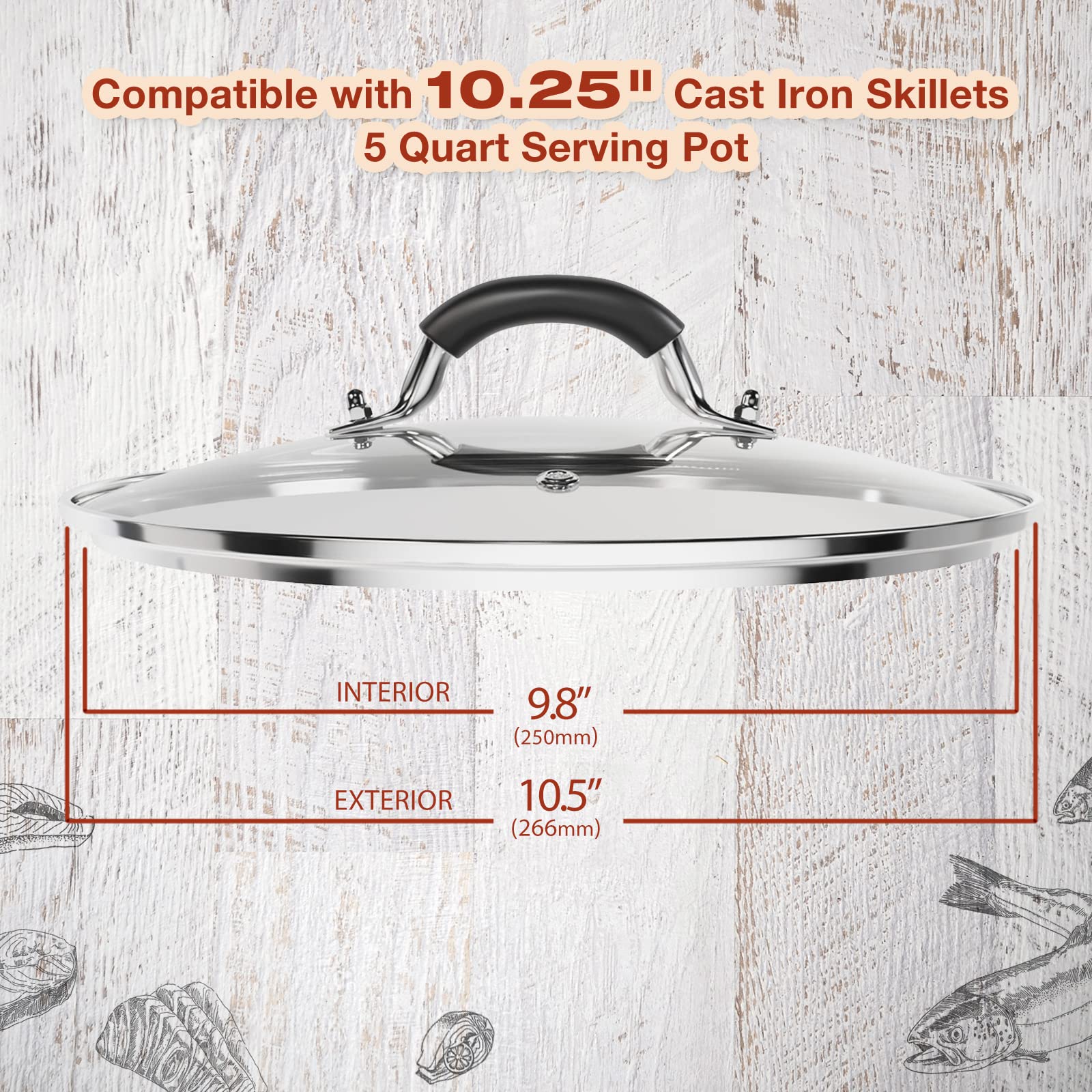 WishDirect tapa compatible con sartenes Lodge 10 a 10.25 pulgadas para control de cocción