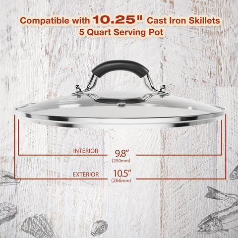 WishDirect tapa compatible con sartenes Lodge 10 a 10.25 pulgadas para control de cocción