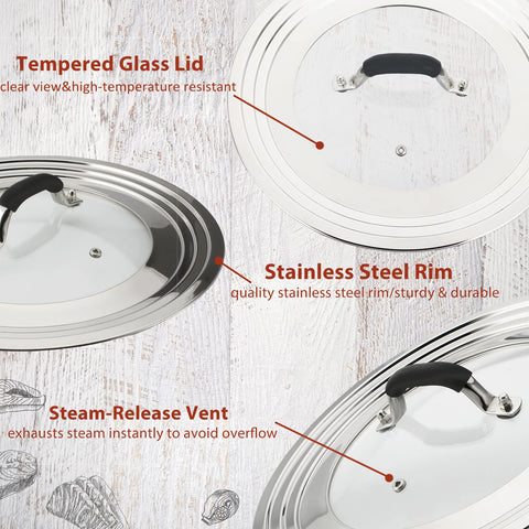WishDirect tapa universal de acero inoxidable para ollas, agarre cómodo y seguro