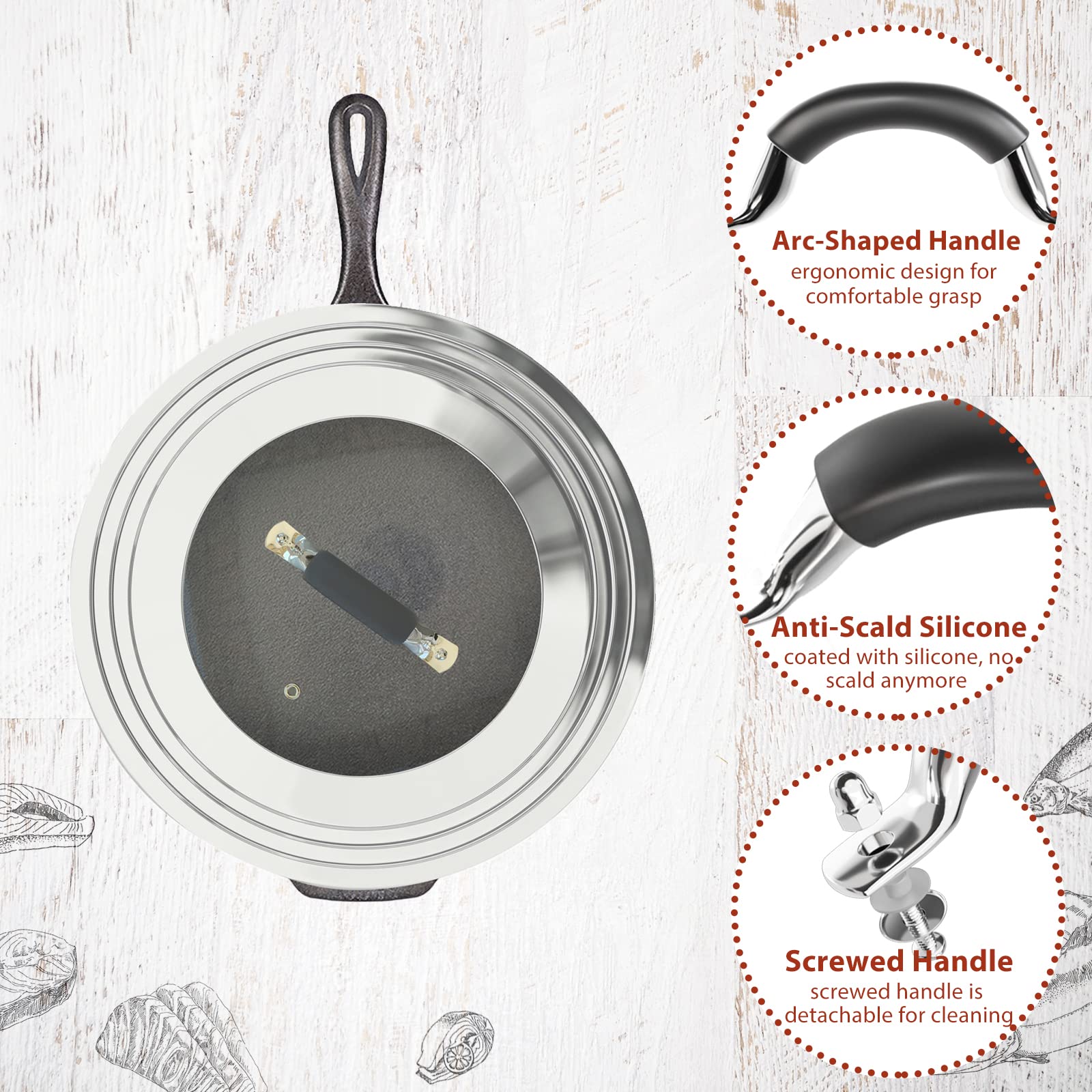 WishDirect tapa universal 15 pulgadas, vidrio templado con ventilación para control de vapor
