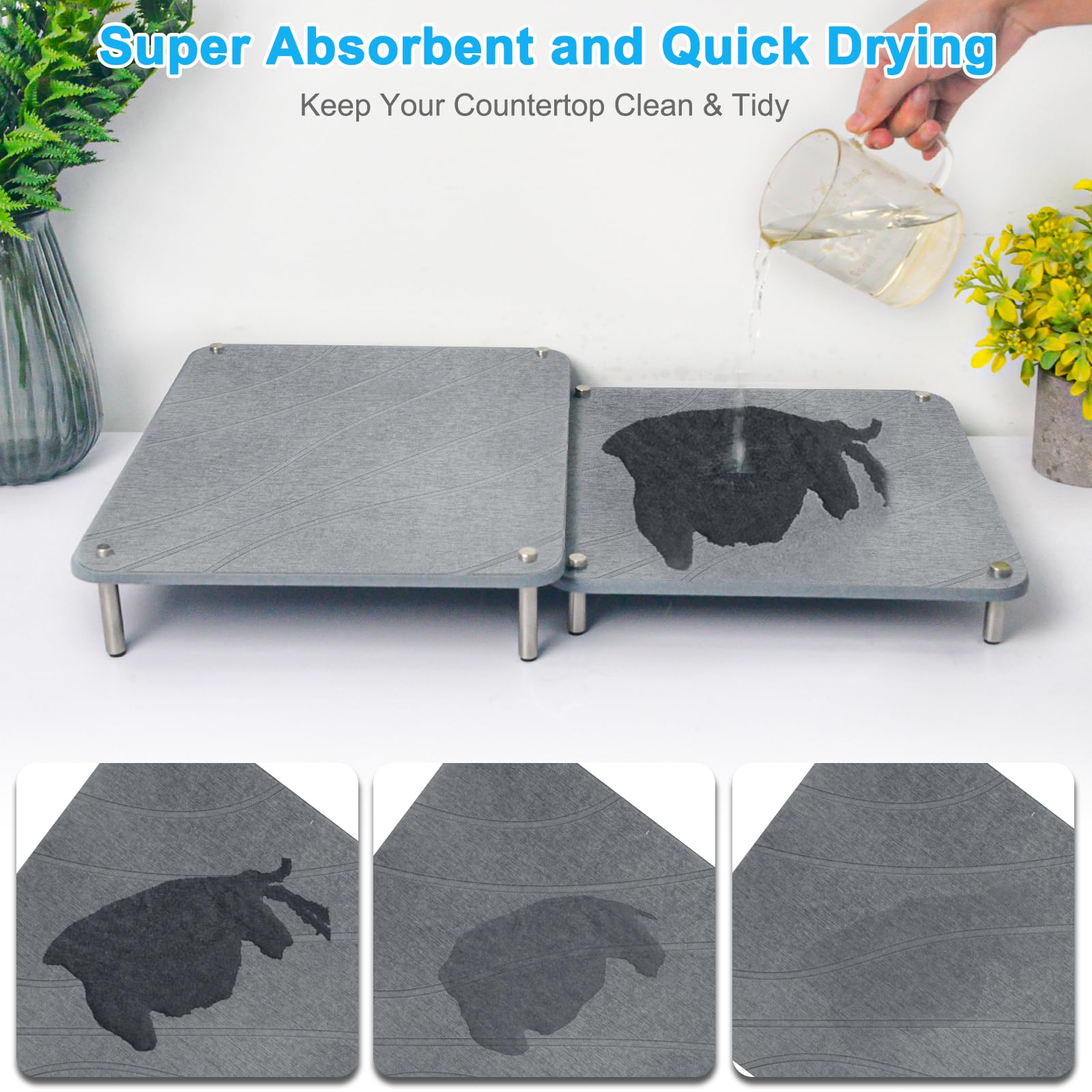 Wishfly alfombrilla secado piedra media para tazas y cuencos.