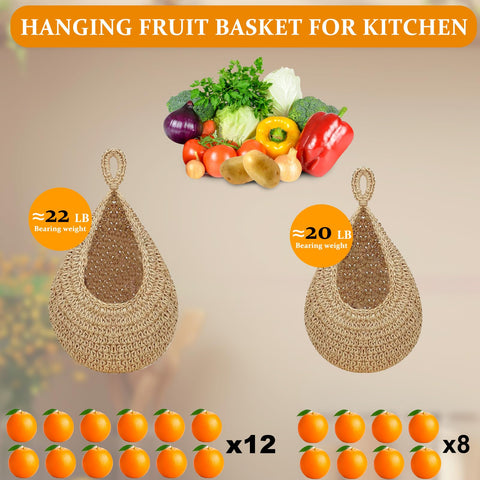 Cesta colgante Wishfly para frutas y verduras medianas, ideal para organización diaria.