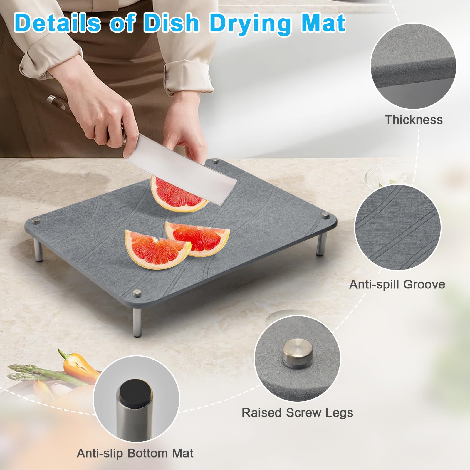 Wishfly diseño curvo secado cocina, maximiza área útil.