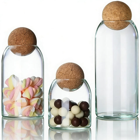 Wisifayardin jarro de vidrio 500 ml con tapa bola madera, ideal para café.