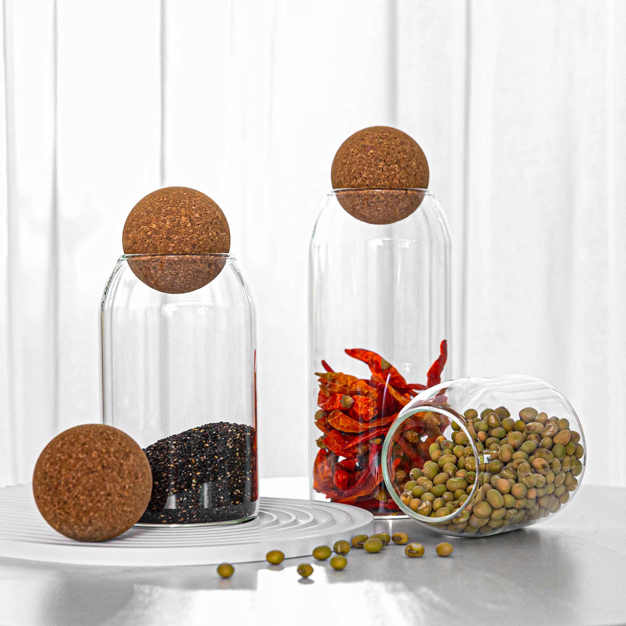 Wisifayardin jarro vidrio multiuso para ordenar especias y frutos secos.