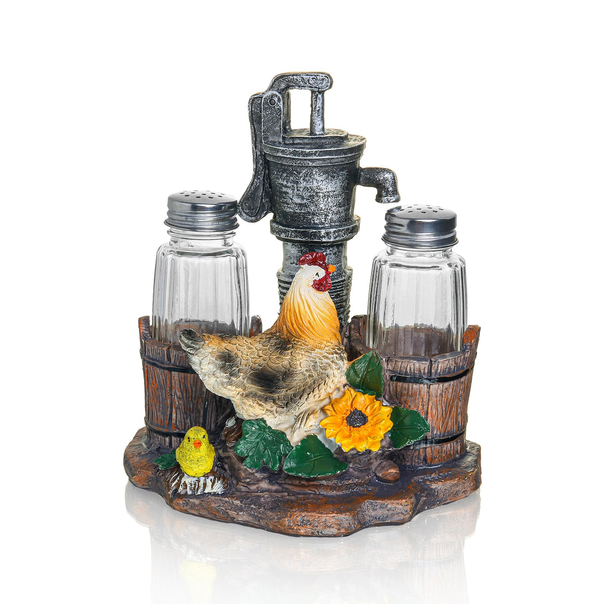 Wisifayardin set sal pimienta con figura de gallina de resina, pieza decorativa para la cocina