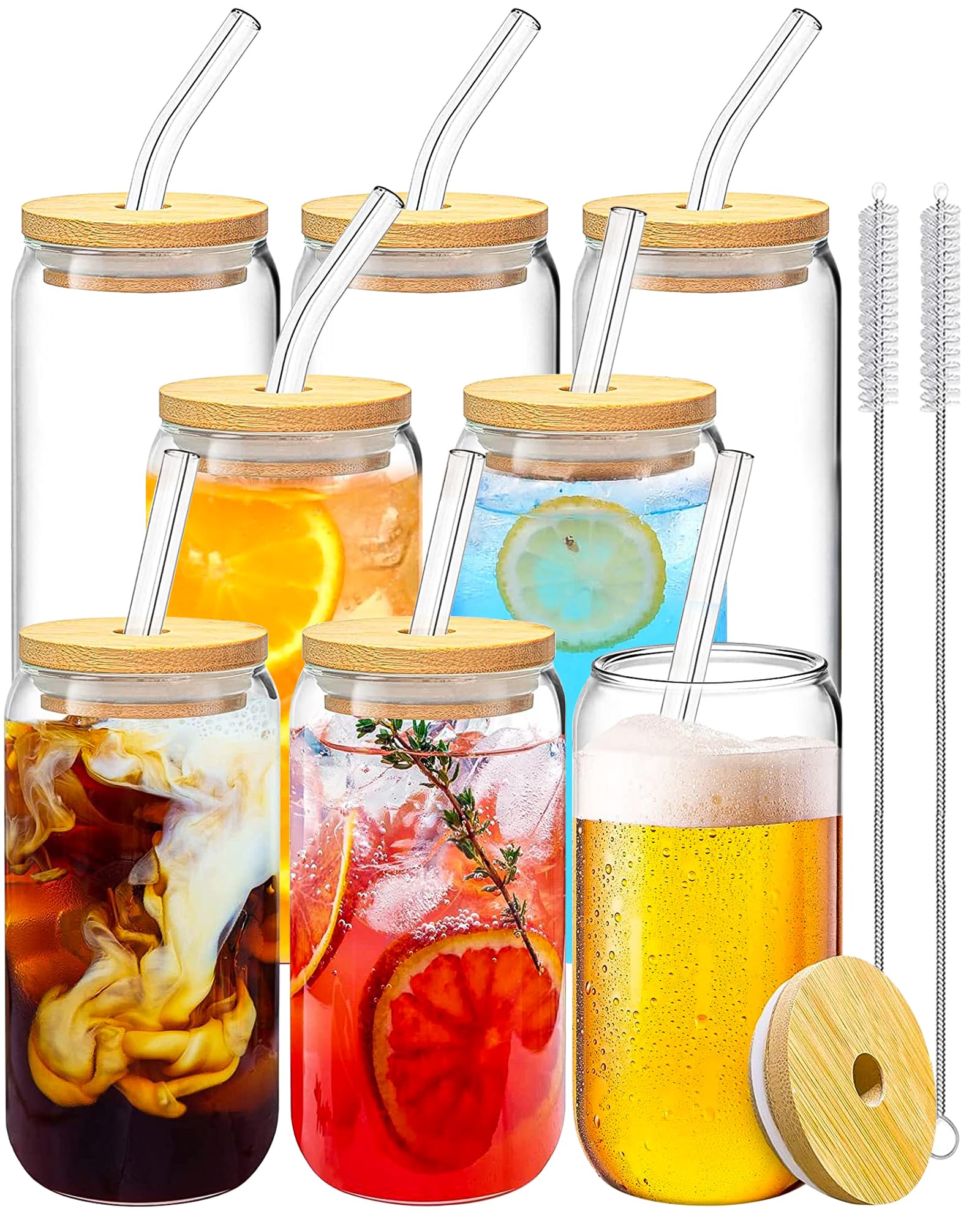 Vaso de cristal Wisimmall con tapa de bambú, ideal para bebidas frías y calientes.