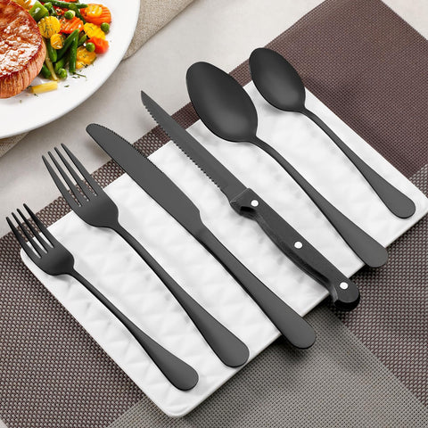 Cuchillos para filete negro WISKEMA aptos para lavavajillas y uso diario.