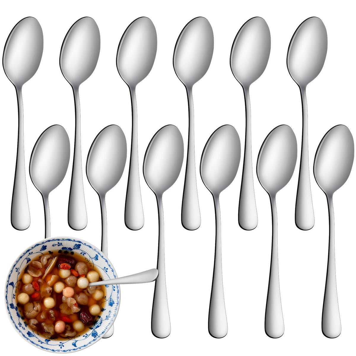 Cucharitas WISKEMA 24 piezas, acabado espejo, ideales para uso diario.