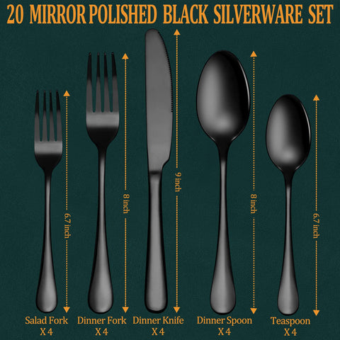Cuchillo de cena negro WISKEMA en acero inoxidable, duradero para uso diario.