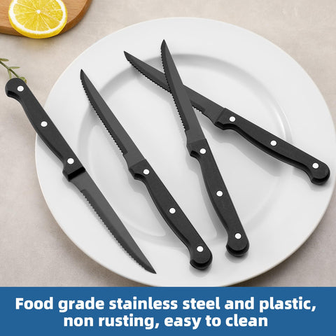 Cuchillo filete negro WISKEMA con mango ergonómico y tres remaches para mayor control.