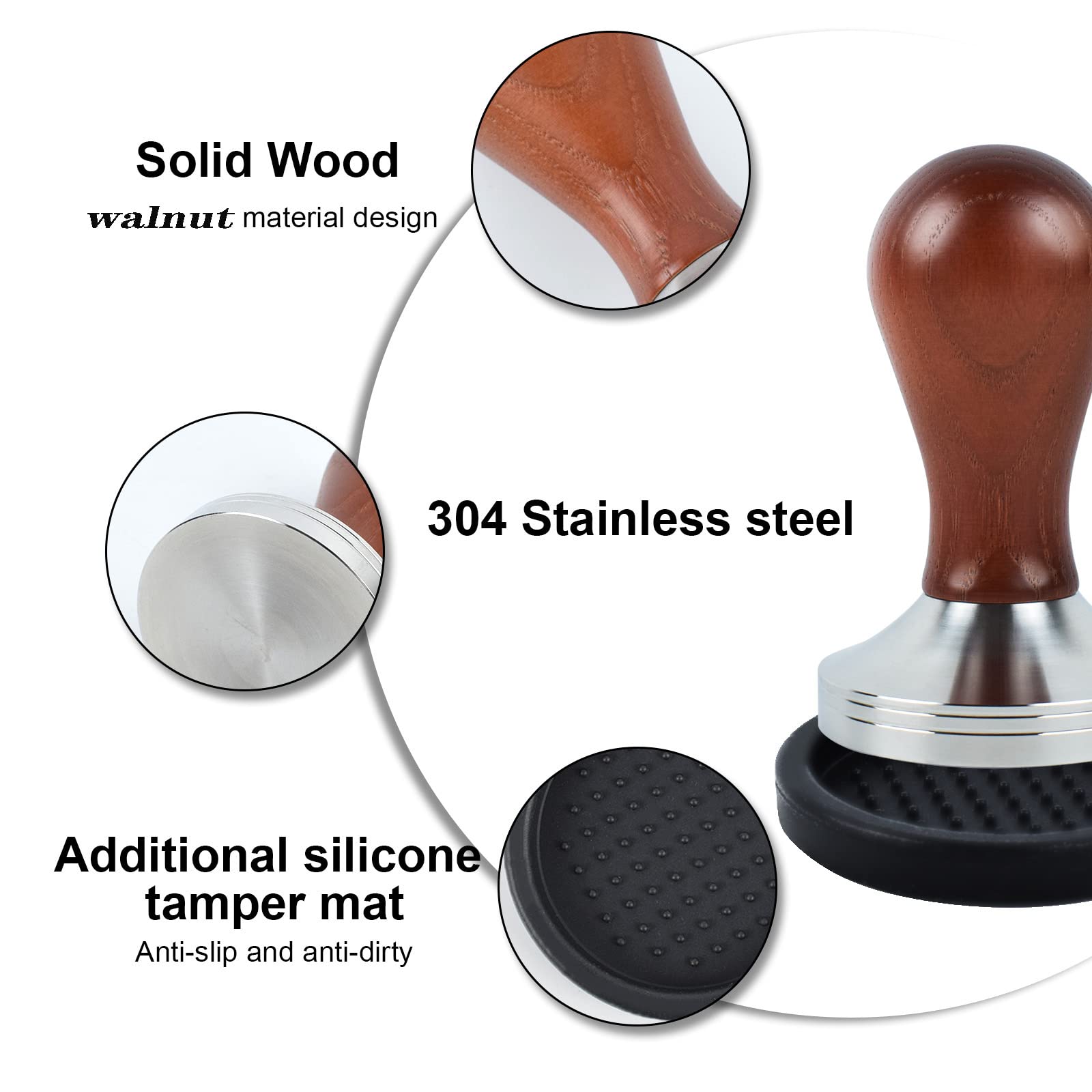 Base plana de acero 304 de WISSXOER para nivelar el café molido.