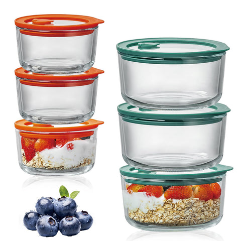 Wissy&Konny 1 taza con contenedor de vidrio y tapa segura para porciones.